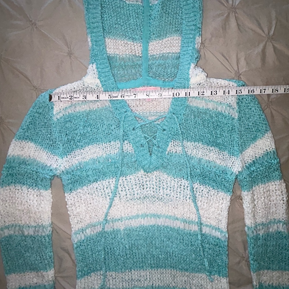 VS Striped Knit Hooded Swim Coverup Sweatshirt - Picture 3 of 11